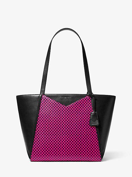 whitney large logo michael kors|Whitney Large Checkerboard Logo Leather Tote Bag.